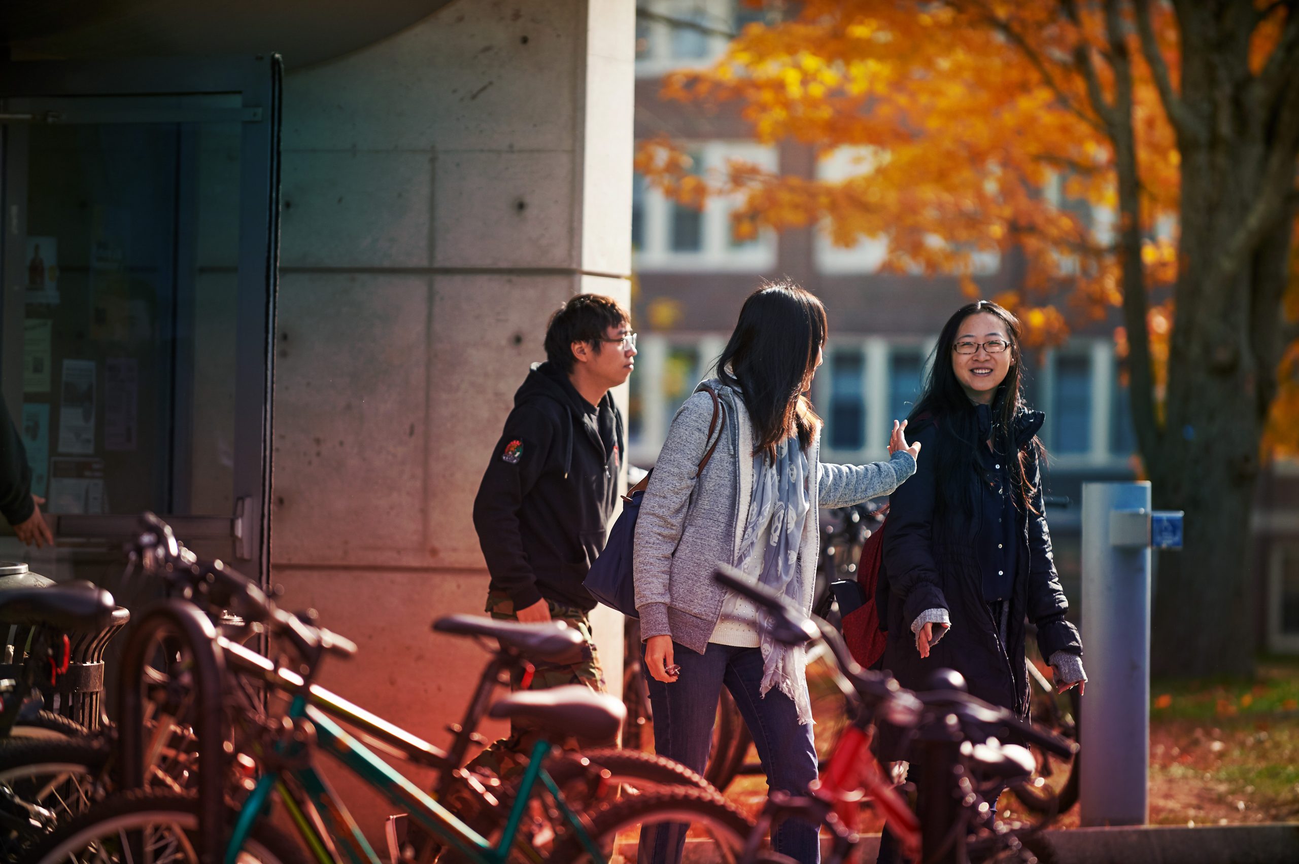 international students leave common area together at Storrs Campus, UConn Connecticut, U.S.A