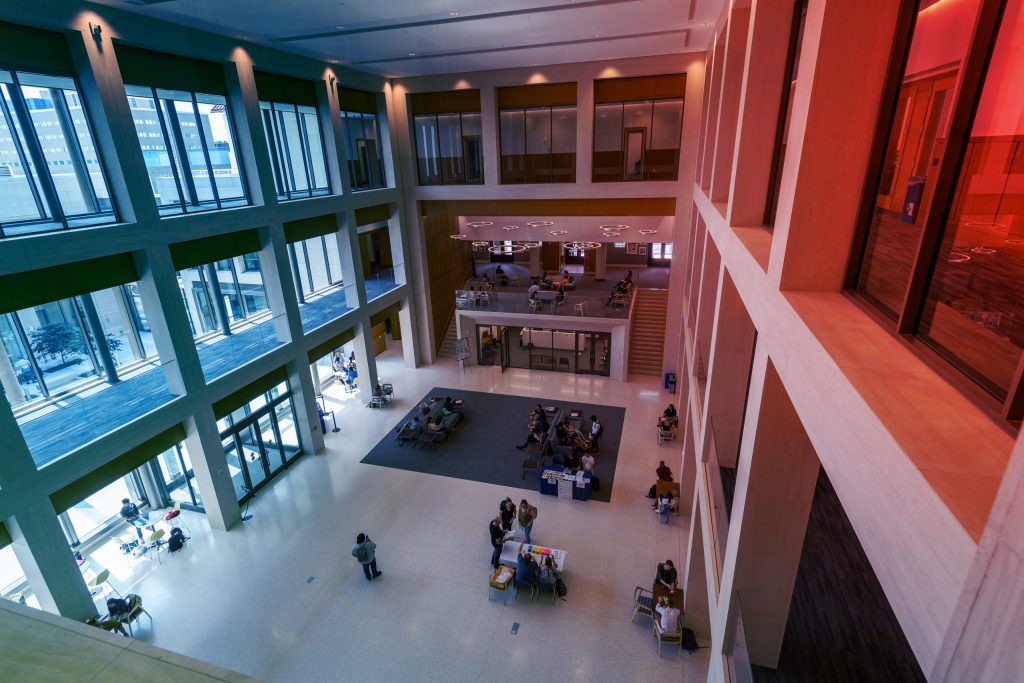 Top down view of the Hartford New York Times Building Atrium