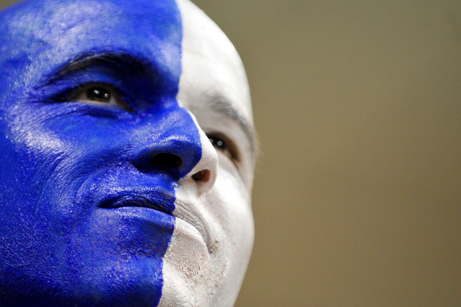 face-painted fan