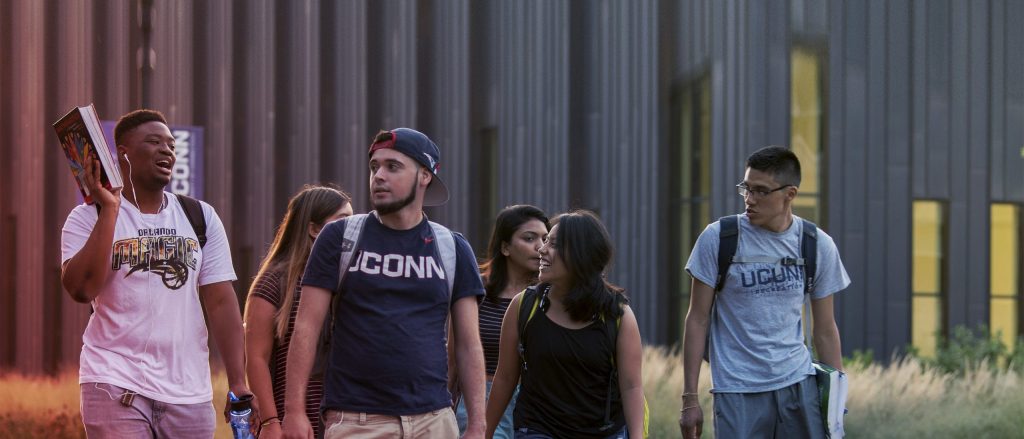 UConn students gather outside