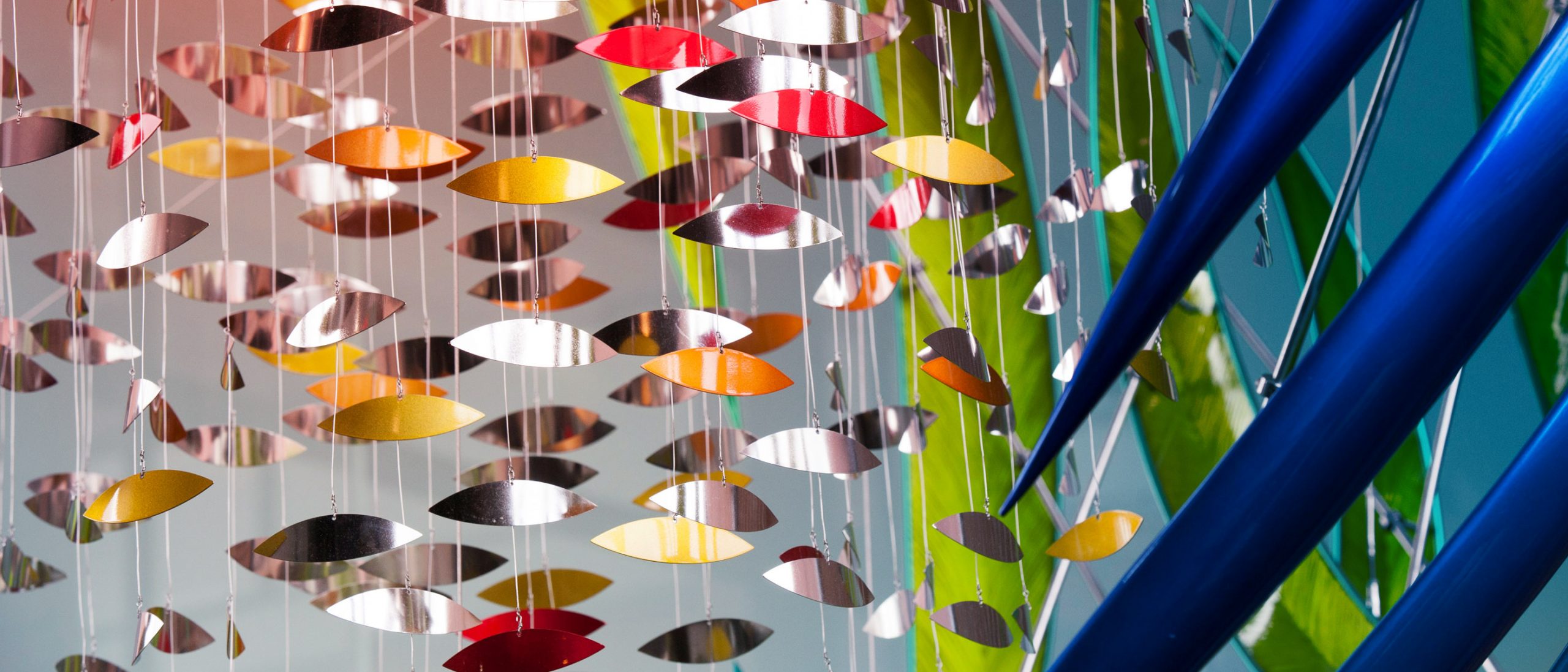 close up of a multi-colored installation at UConn Storrs
