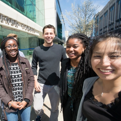 smiling UConn Stamford students