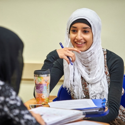 UConn students conversing