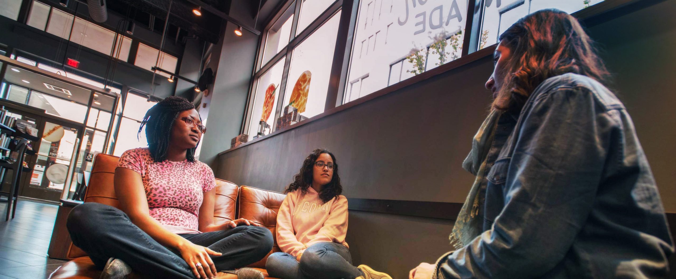 students in the School of Social Work converse