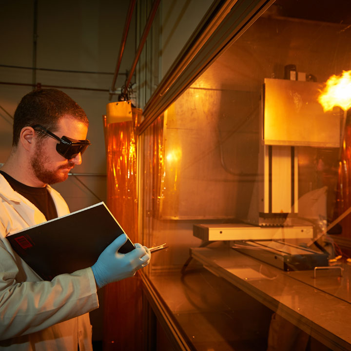 Student preforms lab work