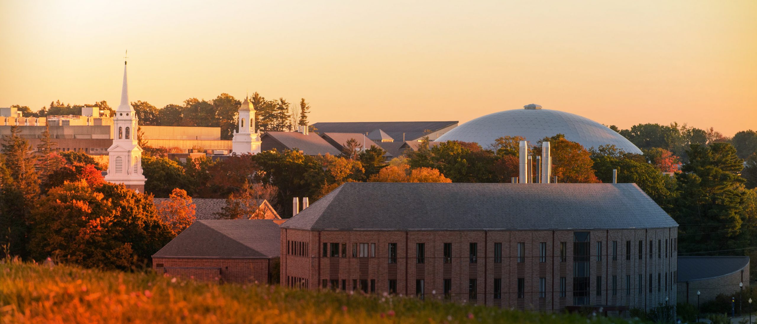 UConn Storrs Campus skyline at dusk