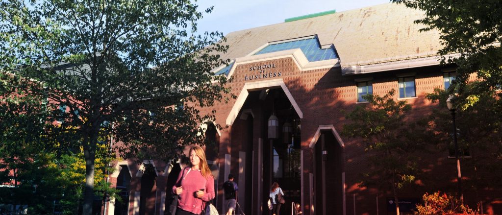 uconn school of business building exterior at Storrs Connecticut
