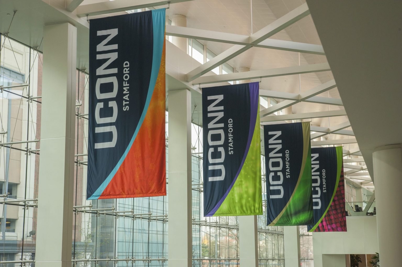 Banners hanging at UConn Stamford