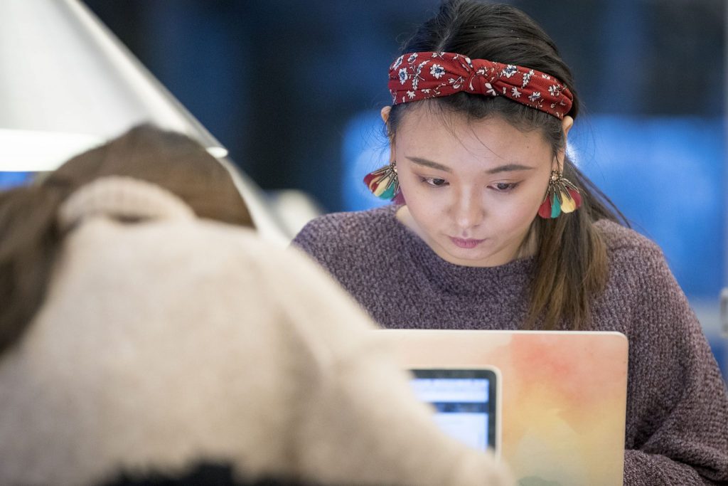 student studies in Homer Babbiage library