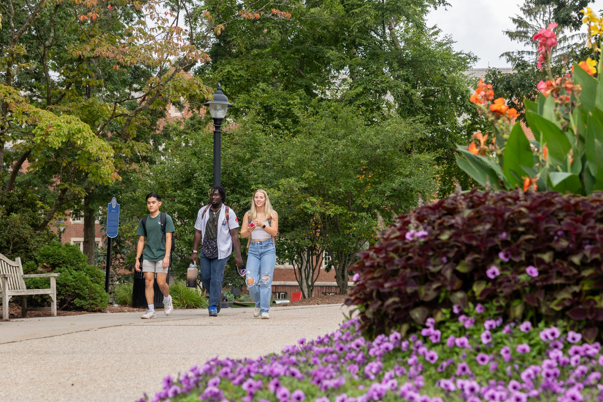 UConn students walk across campus.
