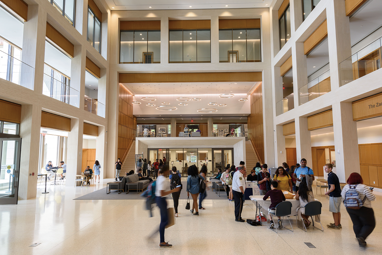 Inside the Hartford Times Building atrium at the UConn Hartford Campus