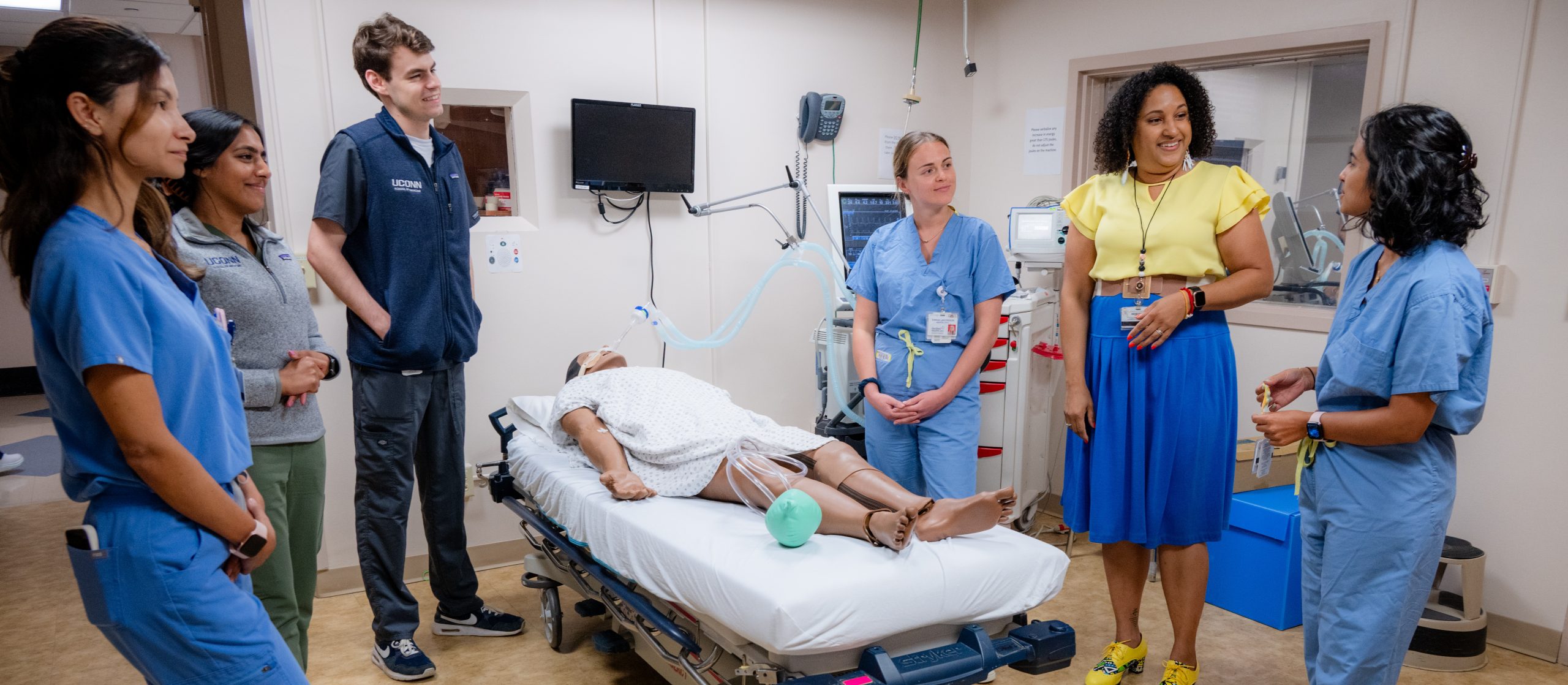 Medical students work in the Clinical Simulation Lab at UConn Health