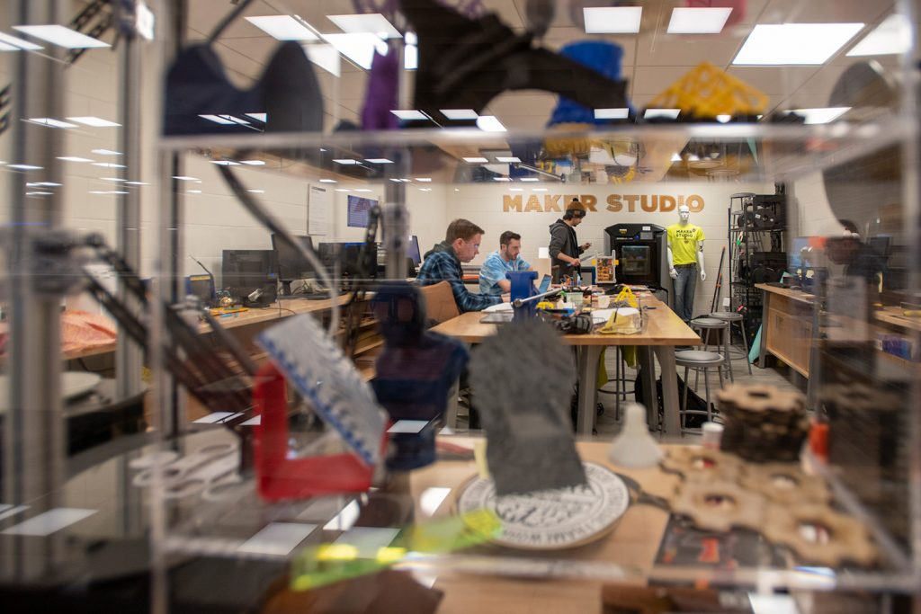 the makerspace being utilized by various students